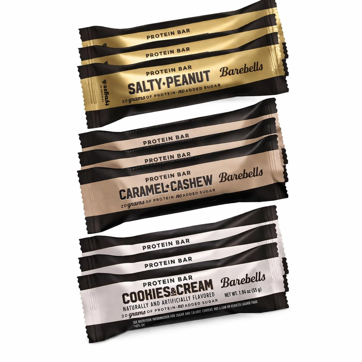 Flexfinity Barebells Protein Bars Variety Pack (9 Count) – Salty Peanut, Caramel Cashew & Cookies and Cream