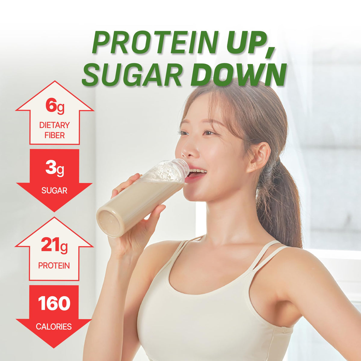Flimeal GreenTea Matcha Protein Shake with Crunchy Balls – 21g Protein, Low Sugar, Keto-Friendly