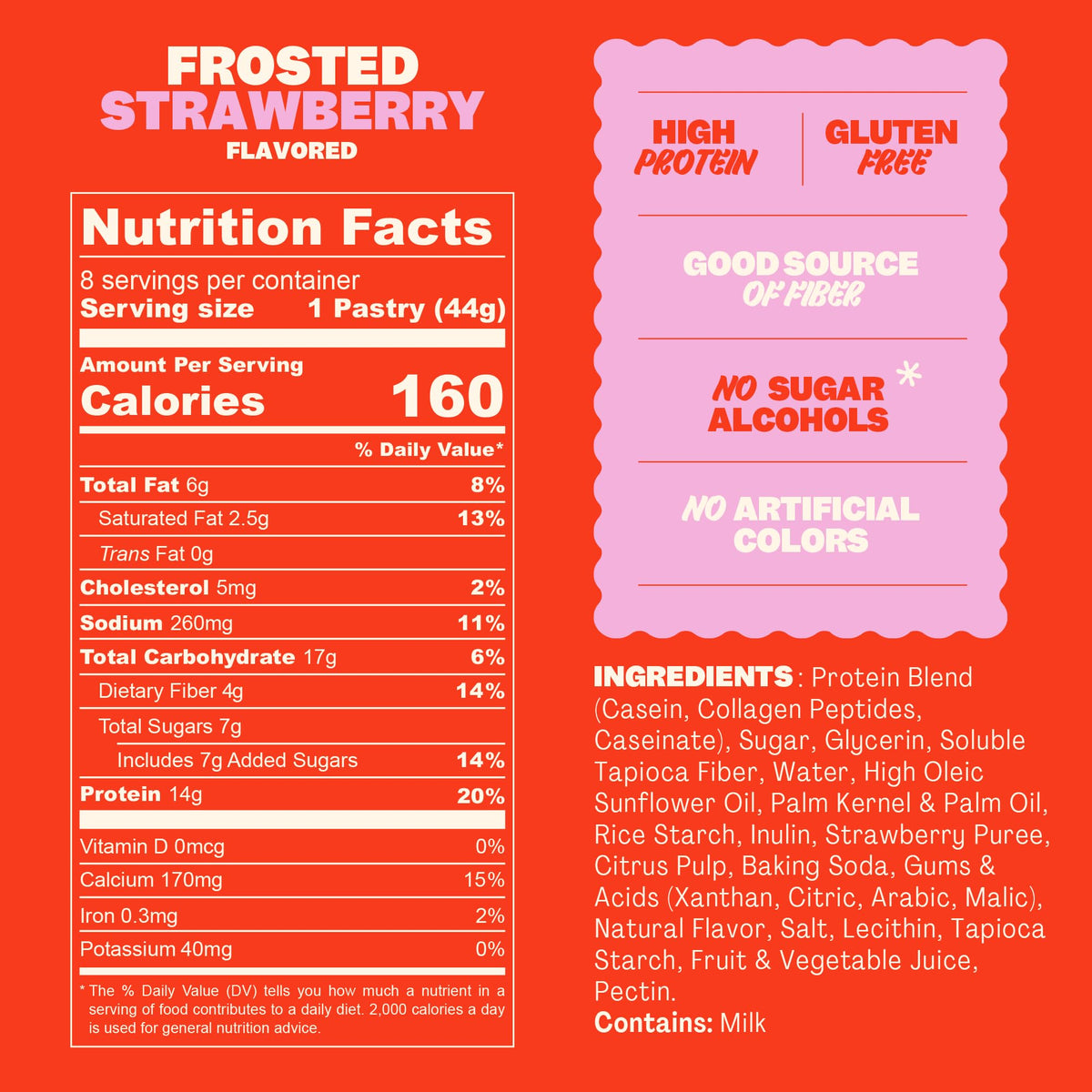 FLINGS Protein Pastries – Frosted Strawberry, 14g Protein, 160 Calories – Gluten Free, 8 Pack