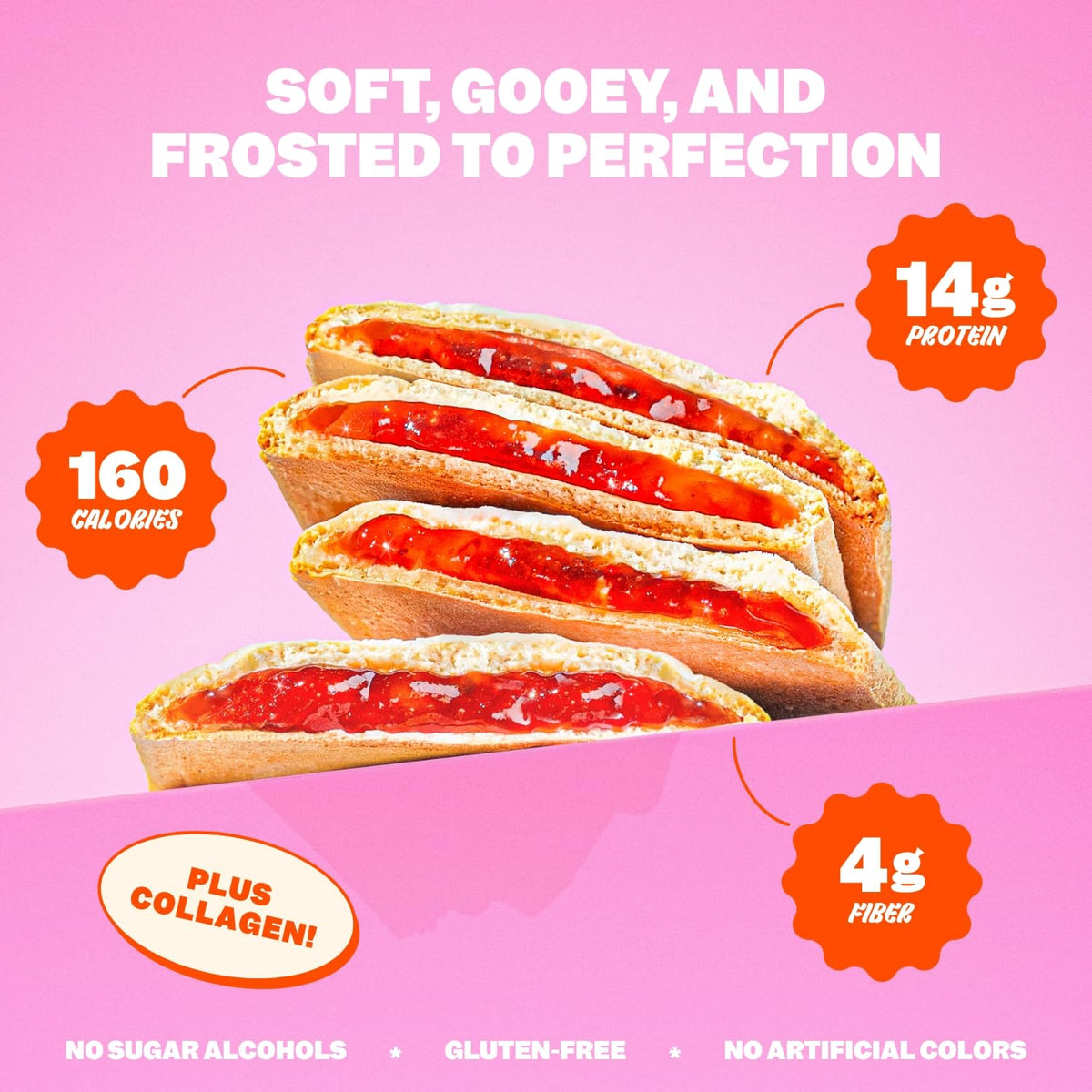 FLINGS Protein Pastries – Frosted Strawberry, 14g Protein, 160 Calories – Gluten Free, 8 Pack