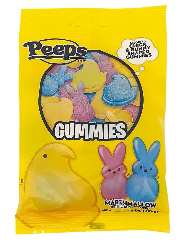 Flix Candy Easter Peeps Gummies – 12 Pack, Chick & Bunny Marshmallow Flavored Candy, 3.75 oz Bags