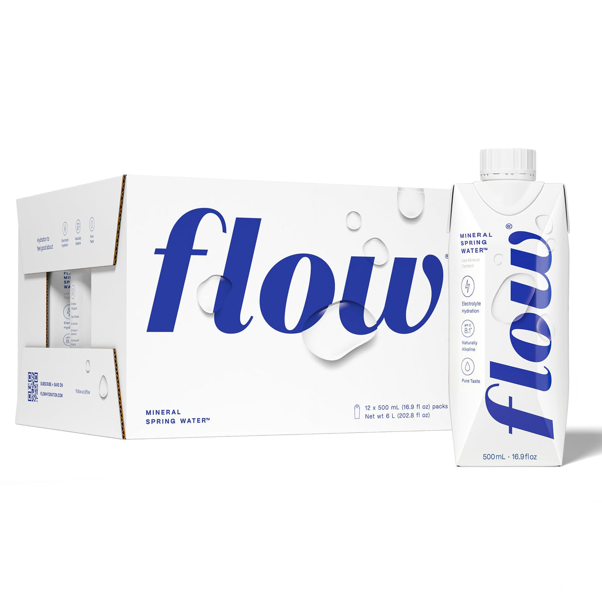 Flow Alkaline Spring Water – Naturally Alkaline with Electrolytes, Eco-Friendly 12-Pack (16.9 oz)