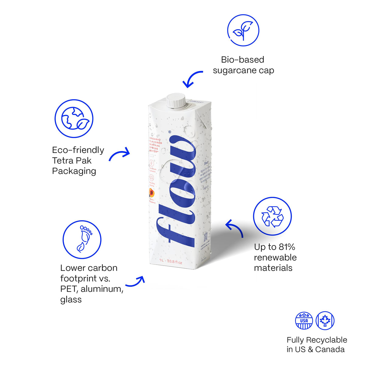 Flow Mineral Spring Water – Organic Peach & Blueberry, 12 Pack | pH 8.1, Electrolytes, Zero Sugar