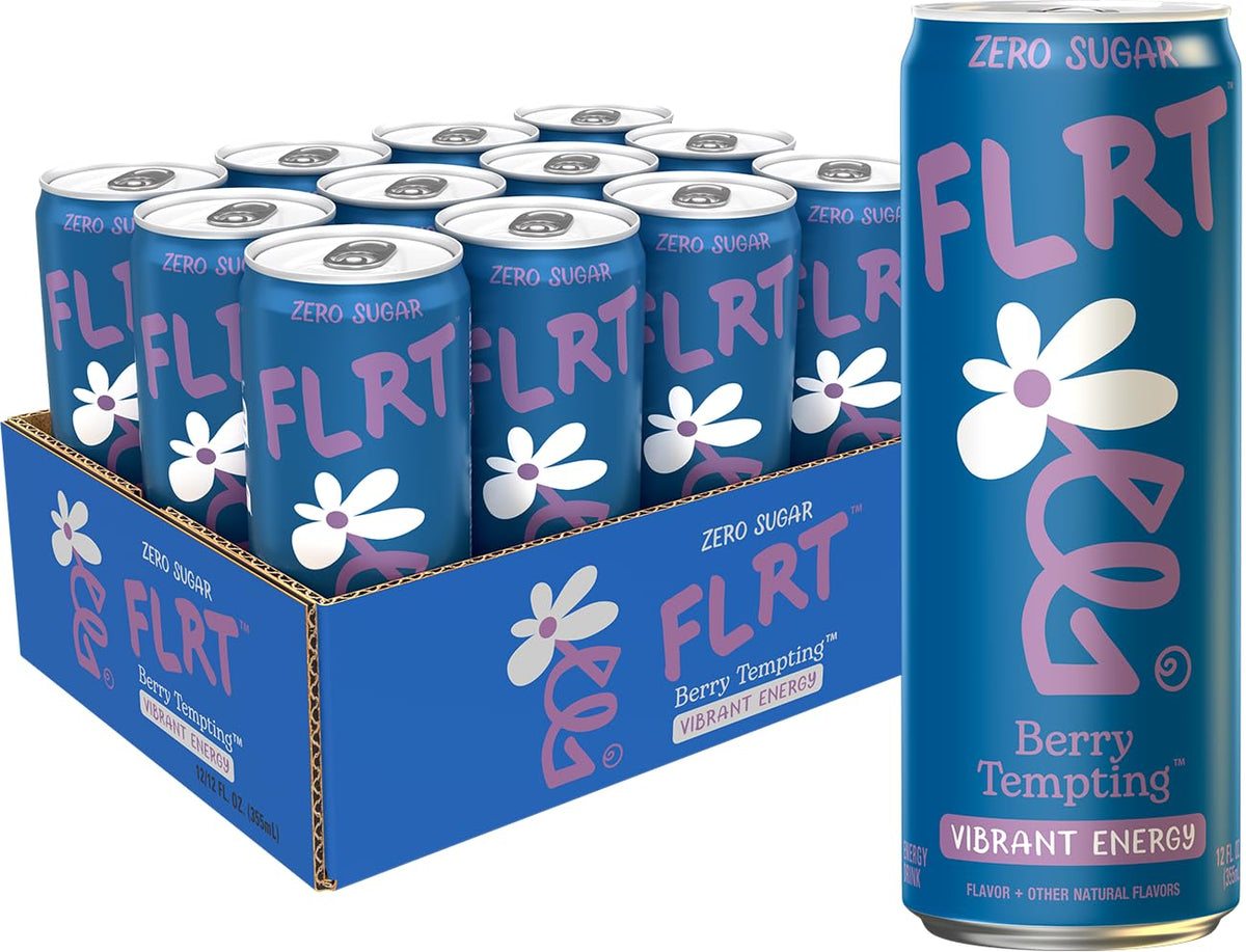 FLRT Energy Berry Tempting — Sugar-Free Berry Energy Drink, 12 Pack