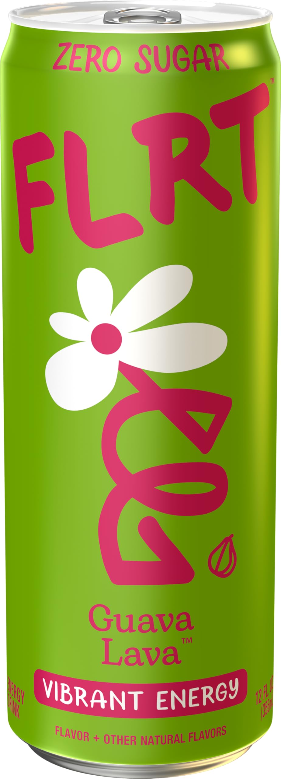 FLRT Energy Guava Lava — Sugar-Free, 200mg Caffeine, 10 Calories, 12 Fl Oz Cans (Pack of 12)