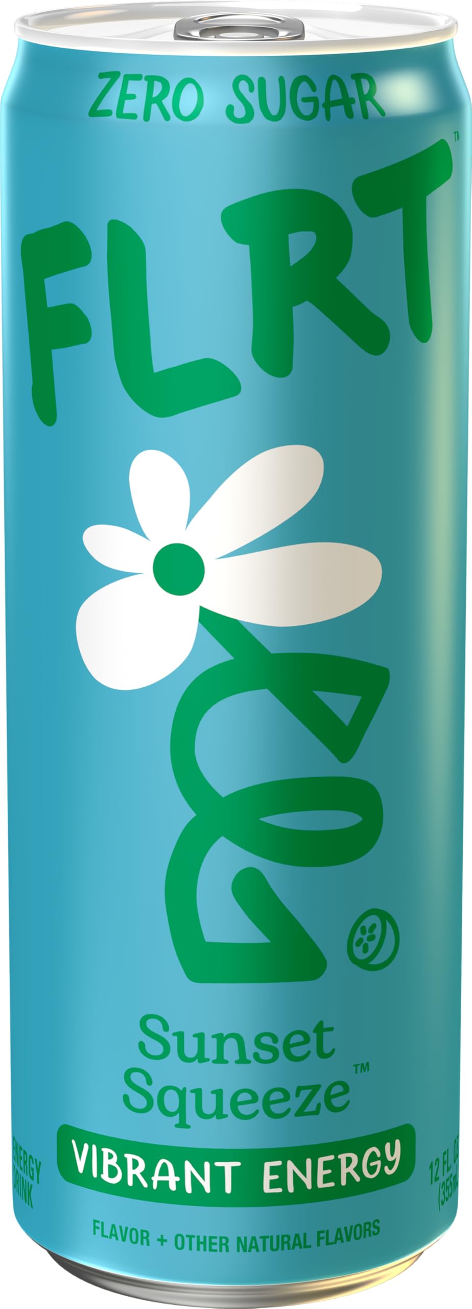 FLRT Sunset Squeeze Energy Drink – Sugar-Free, 200 mg Caffeine, Clean Energy | 12 Fl Oz (Pack of 12)