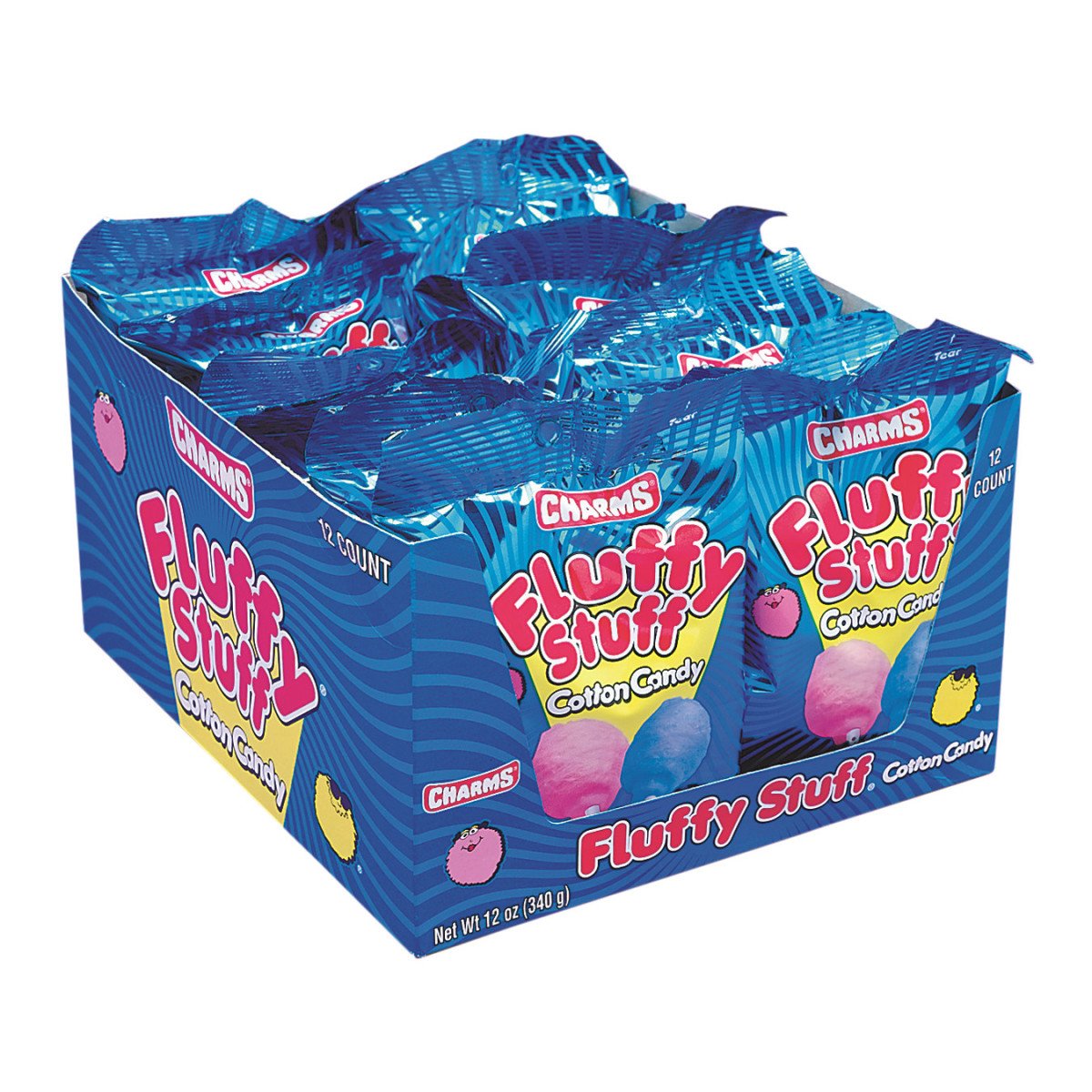 Fluffy Stuff Cotton Candy – Pink & Blue Fresh Spun Floss Sugar | 12 x 1 oz Bags