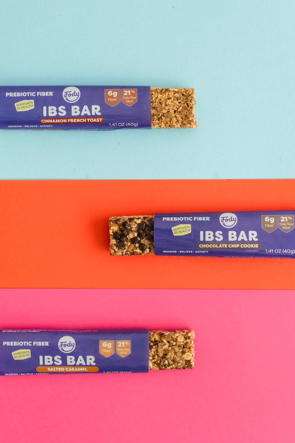 Fody Salted Caramel IBS Snack Bars — Pack of 12, 6g Prebiotic Fiber, Low FODMAP, Gluten & Lactose Free