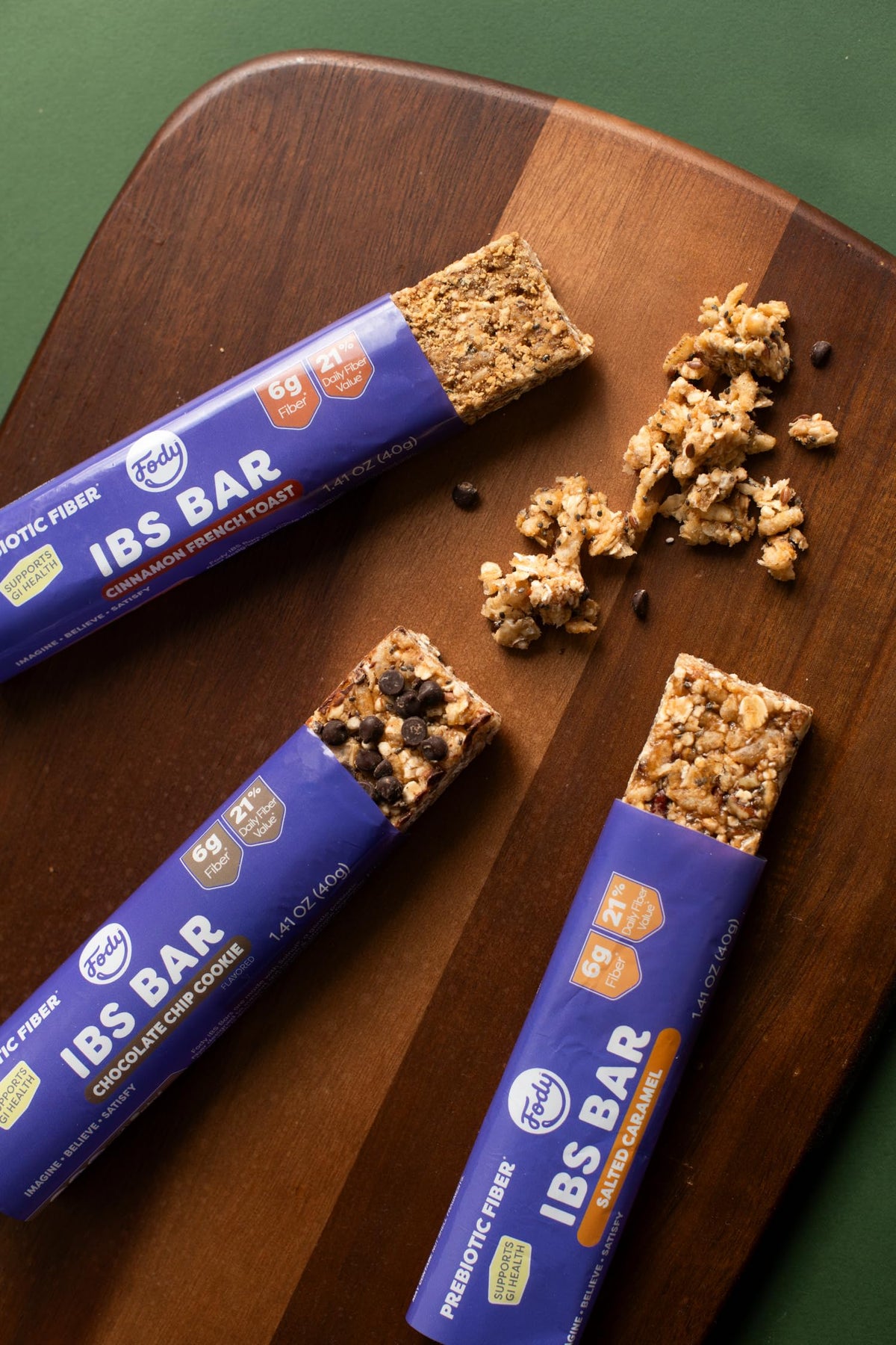 Fody Salted Caramel IBS Snack Bars — Pack of 12, 6g Prebiotic Fiber, Low FODMAP, Gluten & Lactose Free