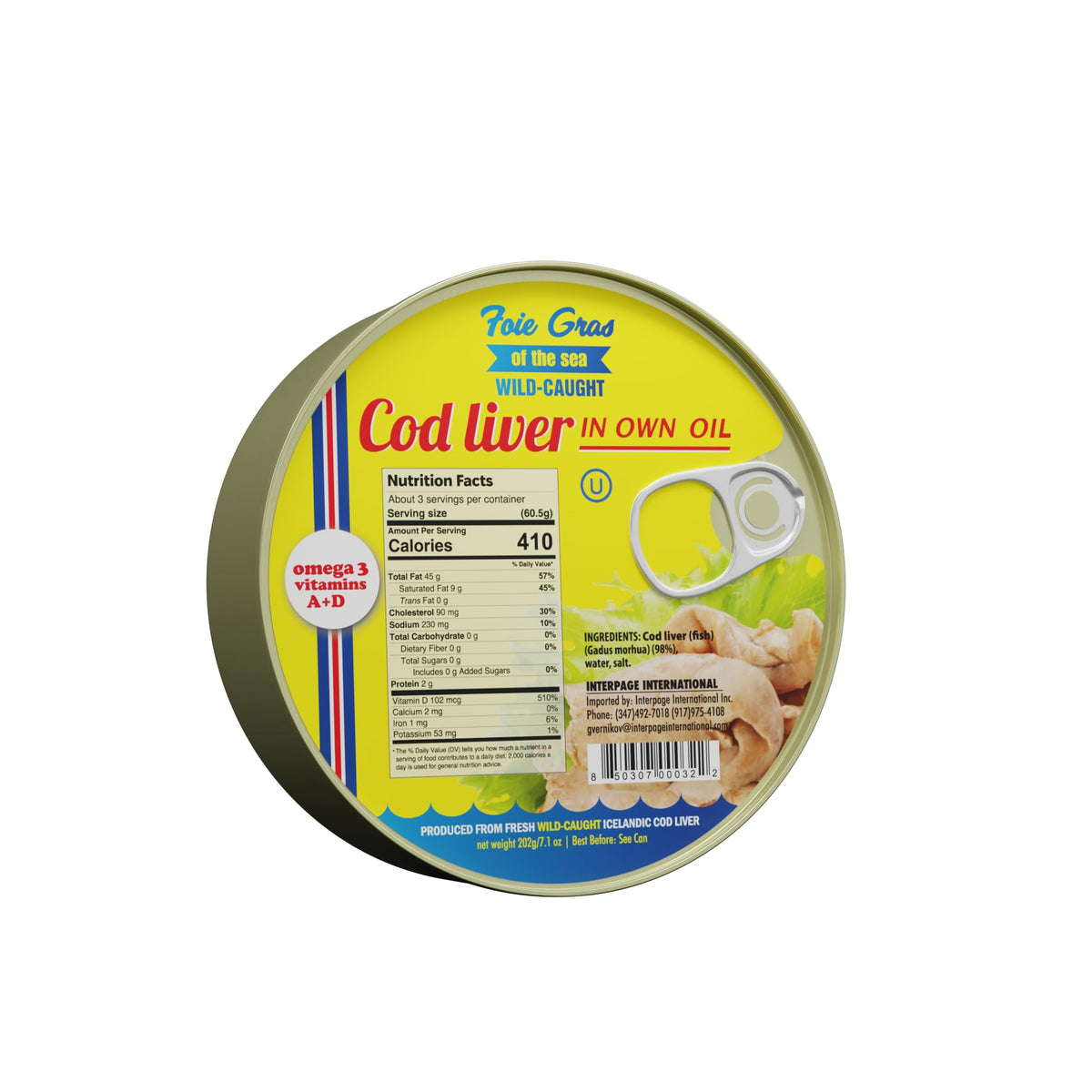 Foie Gras of the Sea: Icelandic Wild-Caught Cod Liver in Own Oil – 7.1 oz Pack of 5 | Natural Omega-3 & Vitamins A/D