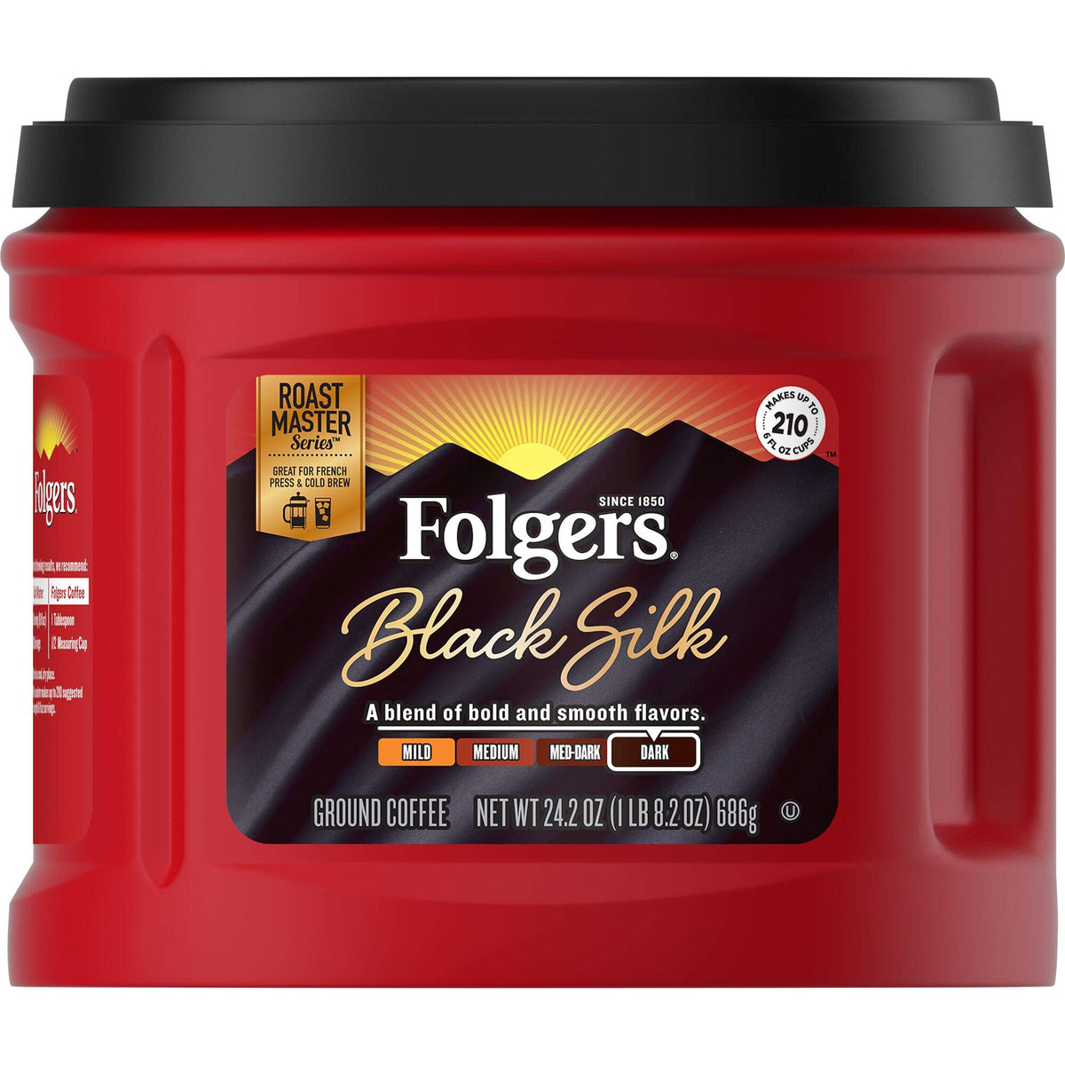 Folgers Black Silk Dark Roast Ground Coffee – 24.2 oz | Bold & Smooth