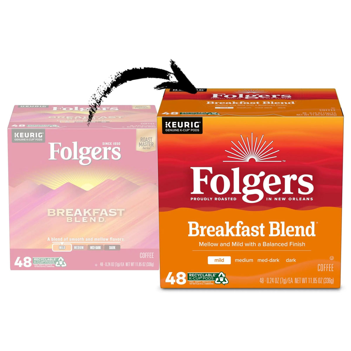 Folgers Breakfast Blend K-Cups – 4x12-Count Pack | Mild, Smooth Morning Coffee