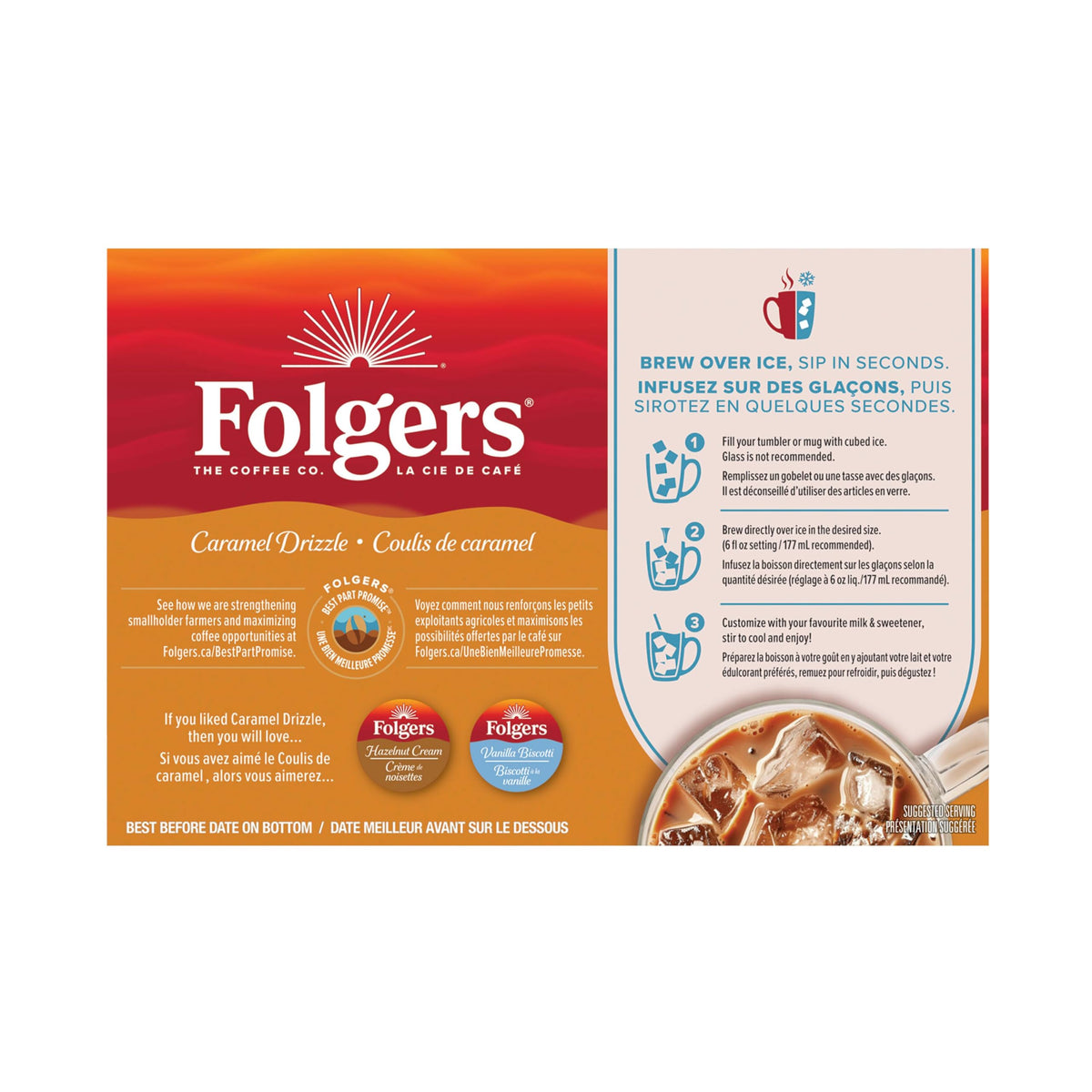 Folgers Caramel Drizzle Flavoured Coffee | 30-Count K-Cup Pods for Keurig