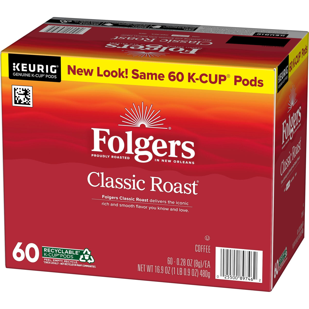 Folgers Classic Roast Keurig K-Cup Pods, Medium Roast — Six 60-Count Boxes