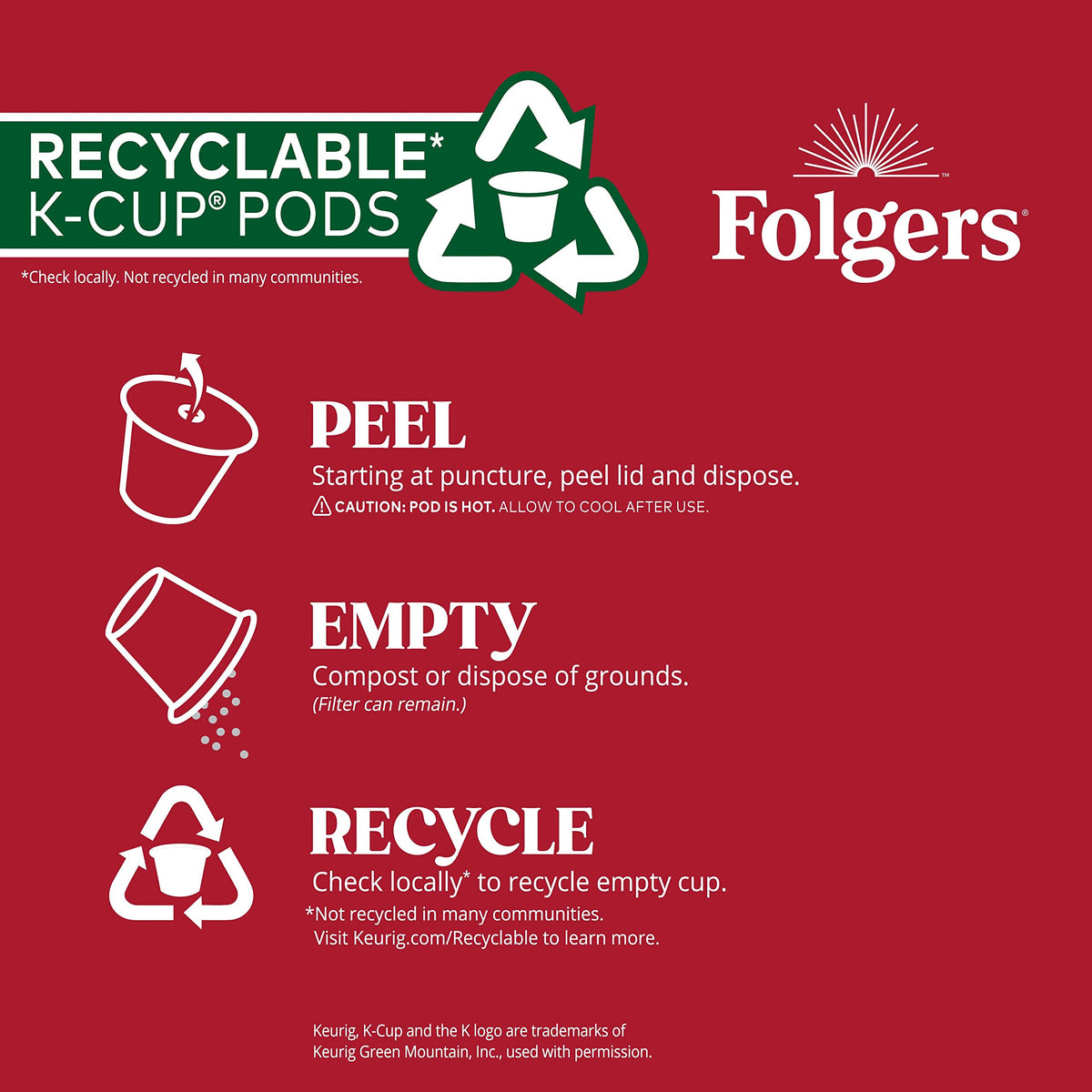 Folgers Colombian Coffee K-Cup Pods – Medium Roast, 60 Pods (6 Boxes)
