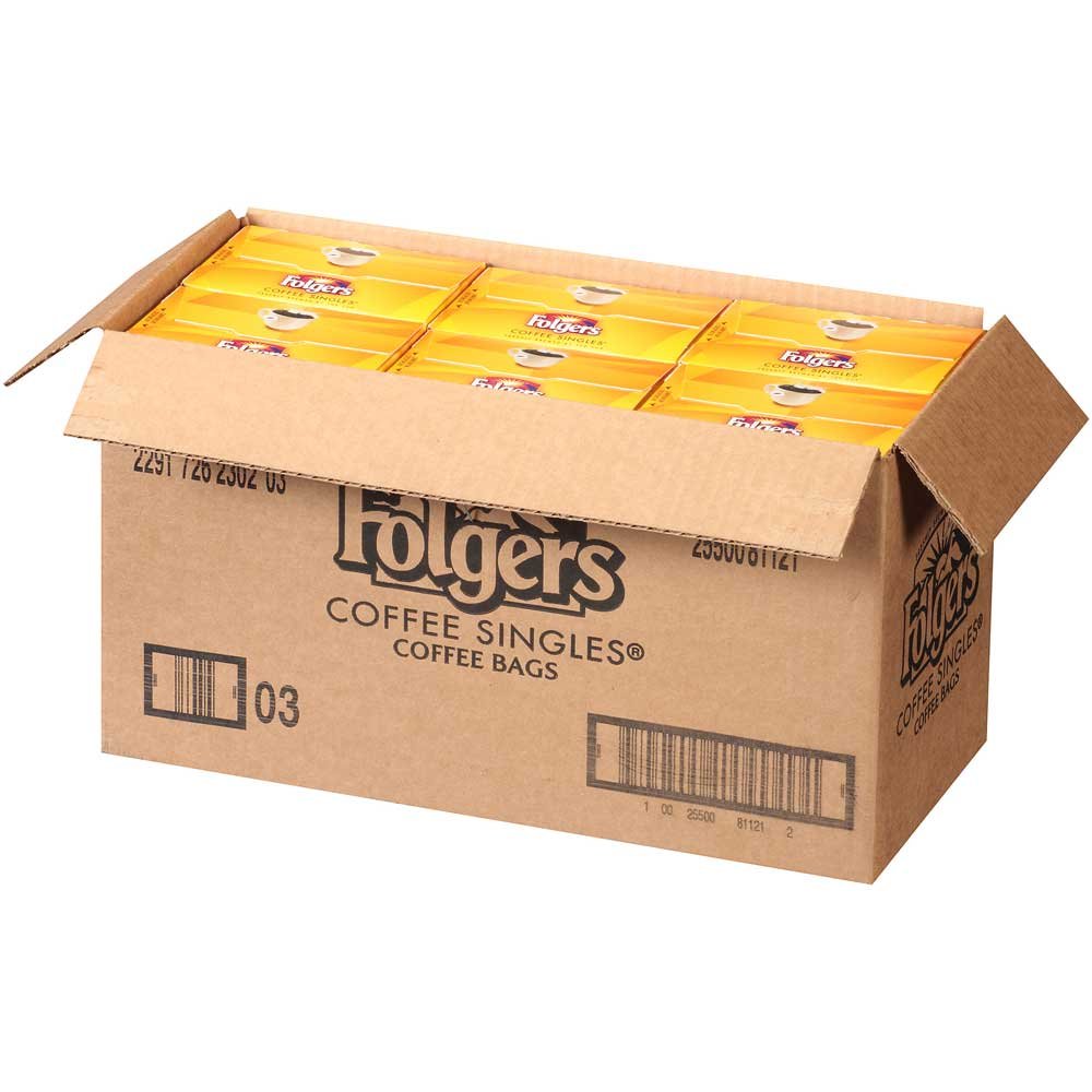 Folgers Coffee Singles – 19 Packets per Box, 12 Boxes per Case | Convenient Single-Serve Coffee