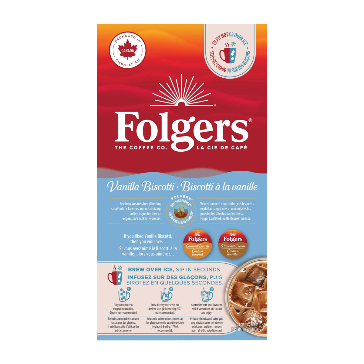 Folgers Vanilla Biscotti K-Cups – 30 Count, 270 g / 9.5 oz Box (Imported from Canada)