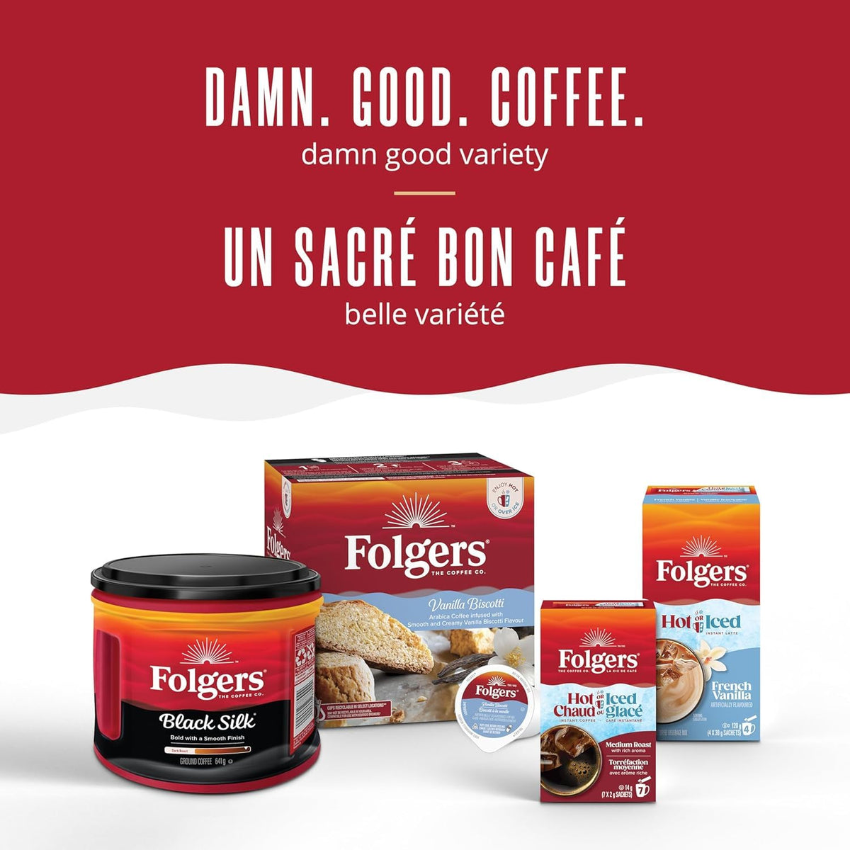 Folgers Vanilla Biscotti K-Cups – 30 Count, 270 g / 9.5 oz Box (Imported from Canada)