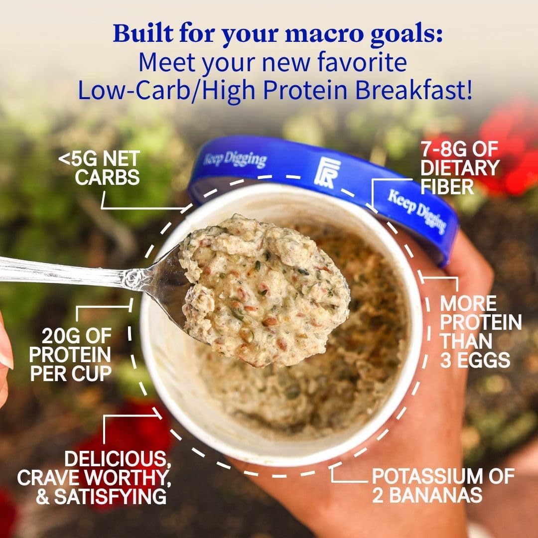 Folk Revival Keto Instant Oatmeal Variety Pack – 20g Protein, Low Carb, High Fiber, 6 Cups