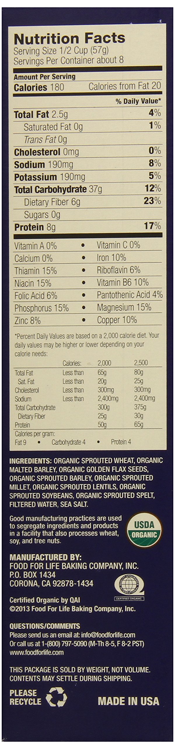 Food for Life Ezekiel 4:9 Organic Sprouted Grain Cereal with Golden Flax – 6x16 oz
