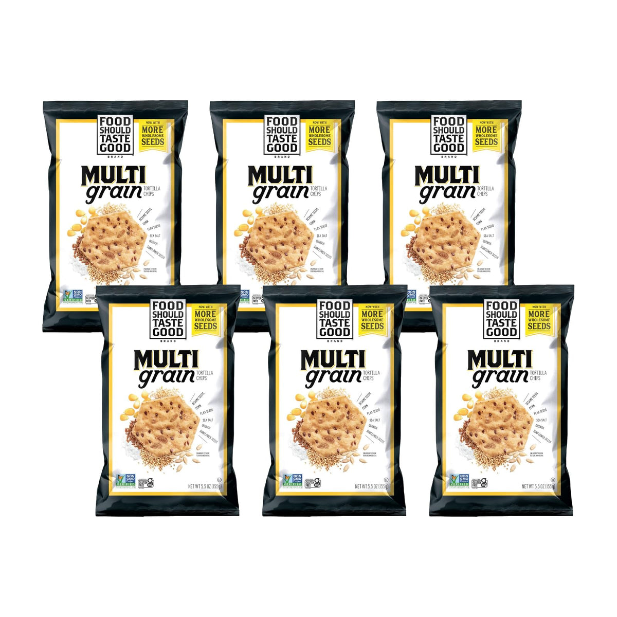 Food Should Taste Good Tortilla Chips Multigrain – 5.5oz, Pack of 6