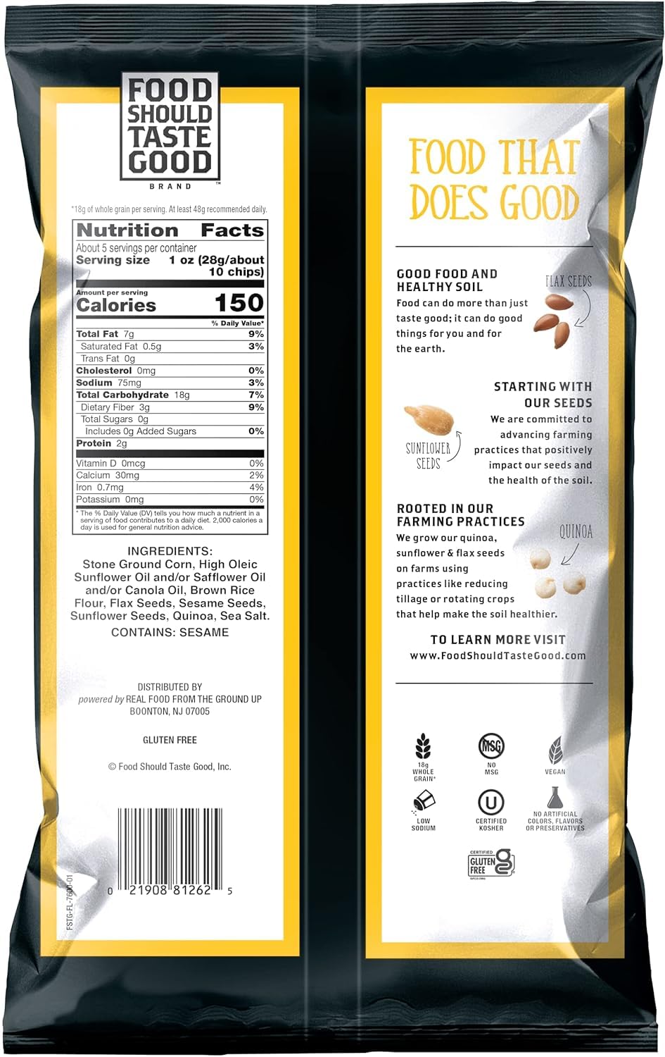 Food Should Taste Good Tortilla Chips Multigrain – 5.5oz, Pack of 6