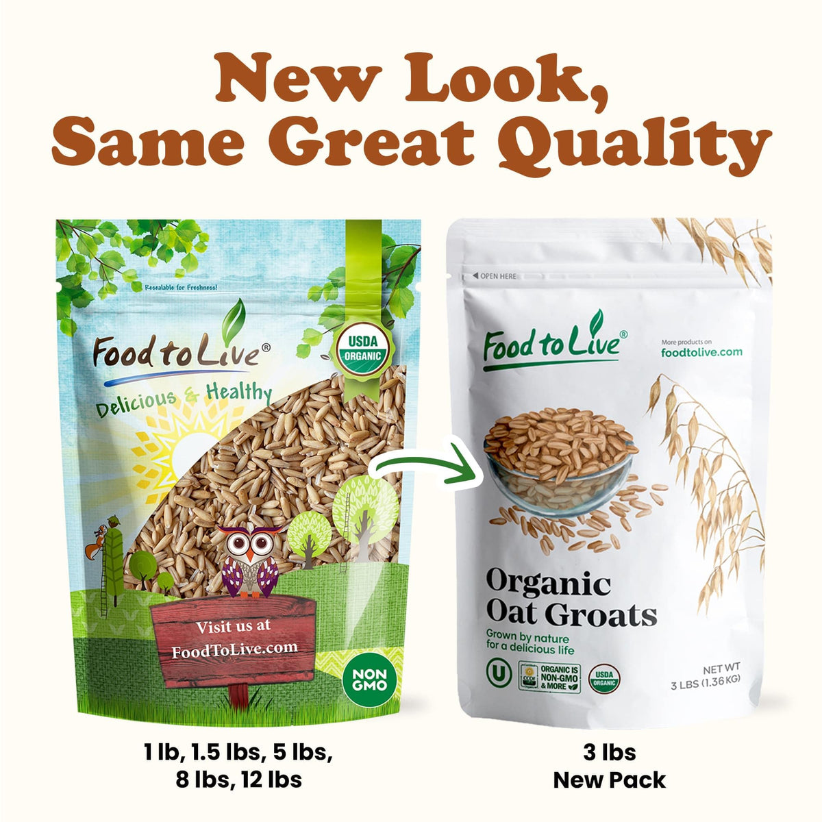 Food to Live Organic Oat Groats – 5 lb Bulk, Whole Grain, Non-GMO, Kosher