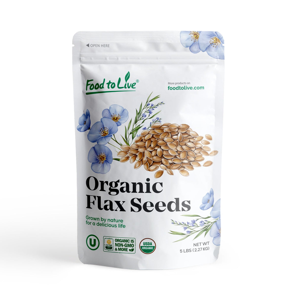 Food to Live Organic Brown Flax Seeds, 5 lb – Whole Raw, Non-GMO, Kosher, Vegan