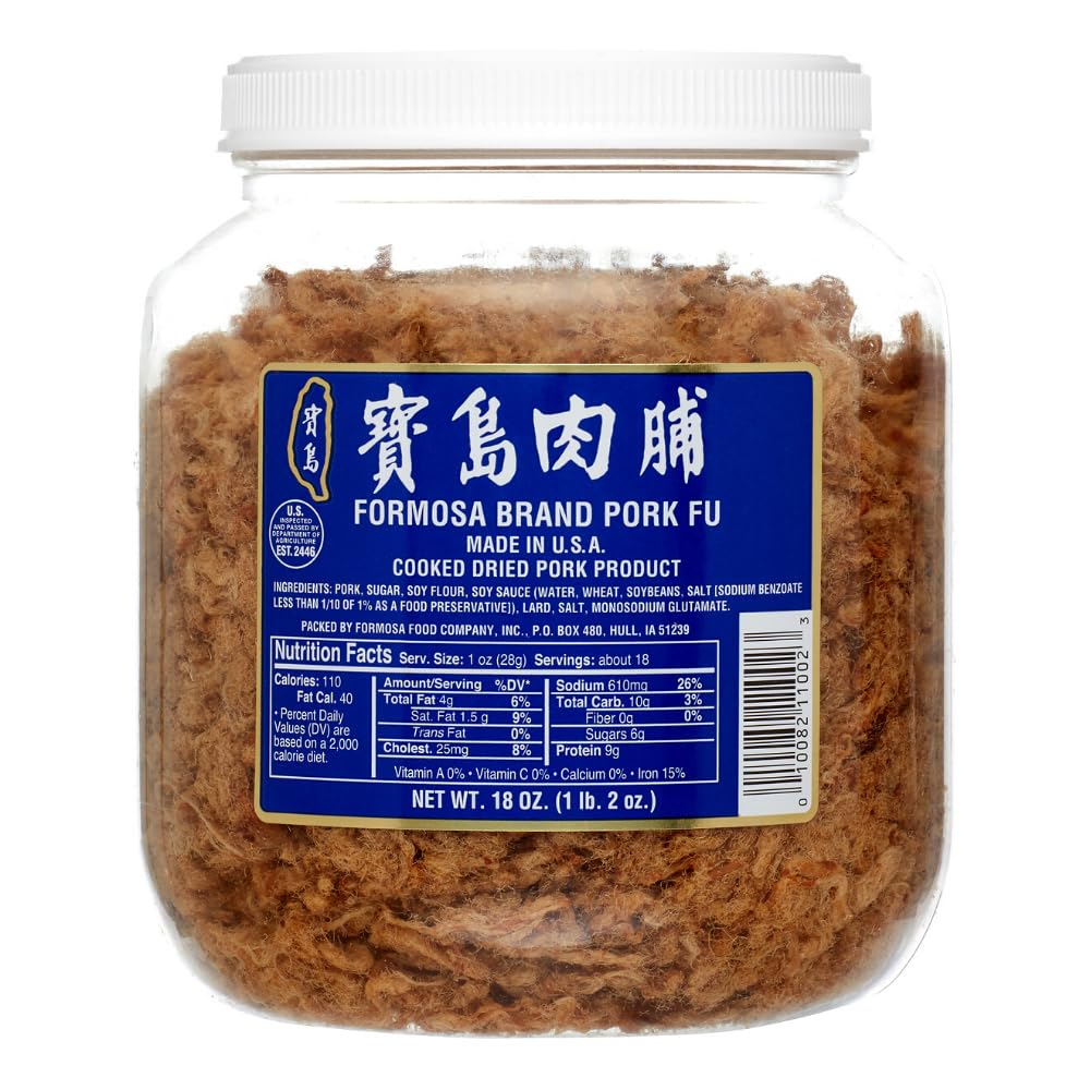 Formosa Brand Cooked Dried Pork Fu, 18 oz – Shredded, USA Made