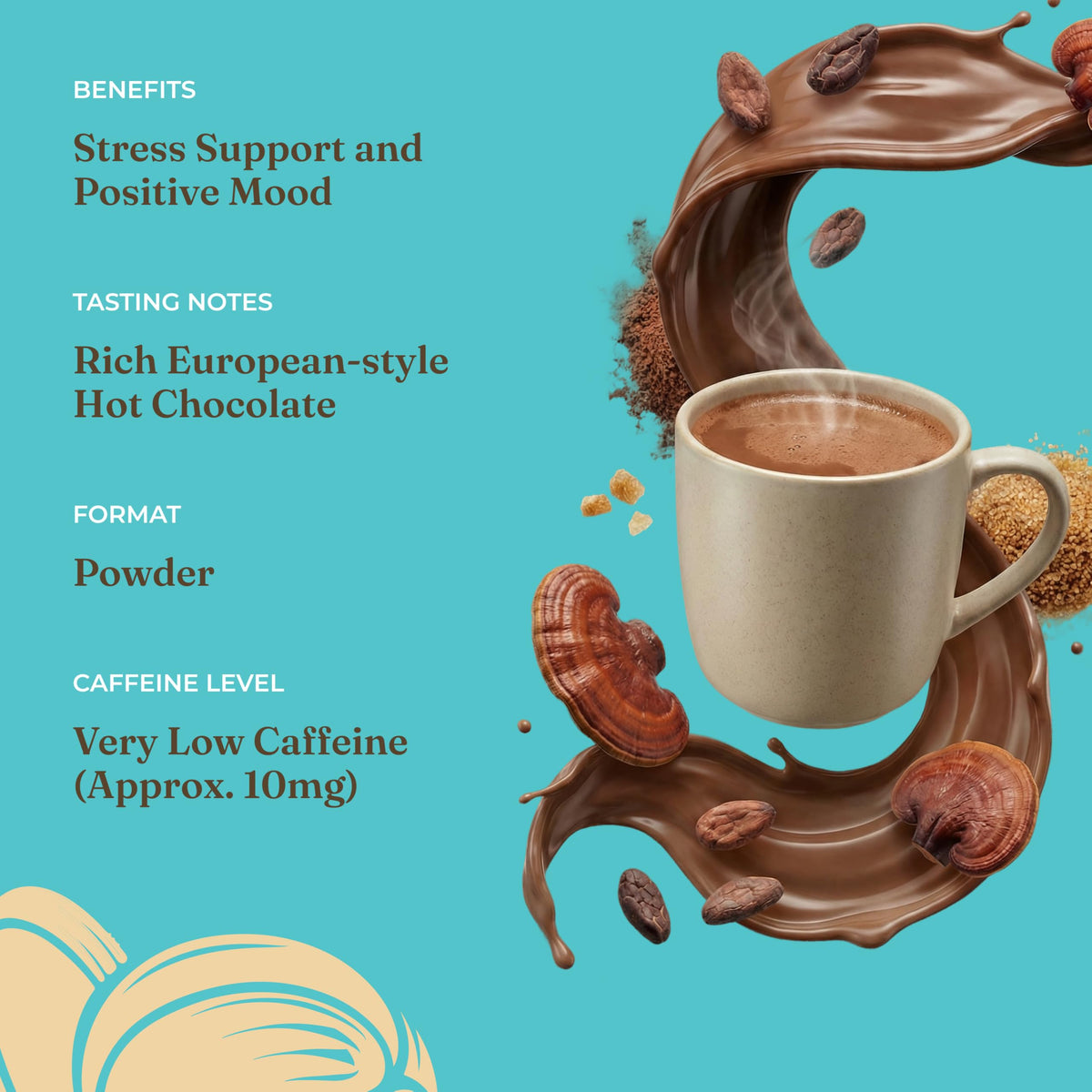 Four Sigmatic Mushroom Hot Cacao with Reishi – Organic, Vegan, 2-Pack (10 Packets Each)