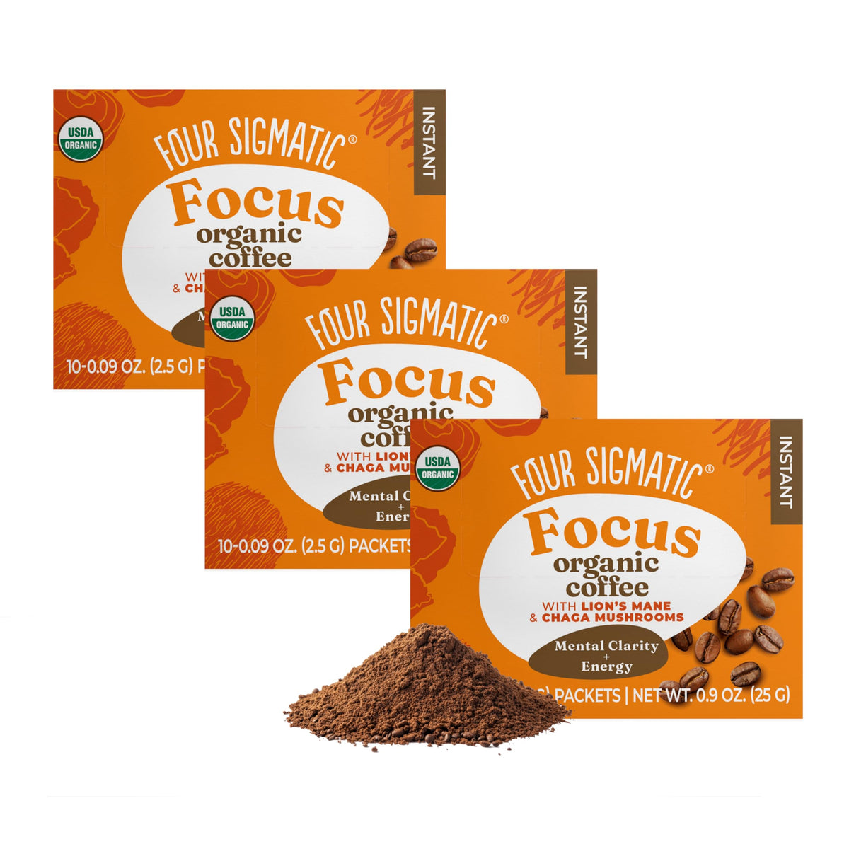 Four Sigmatic Mushroom Mix Coffee Lion's Mane | Focus Pack of 3 (30 Packets)