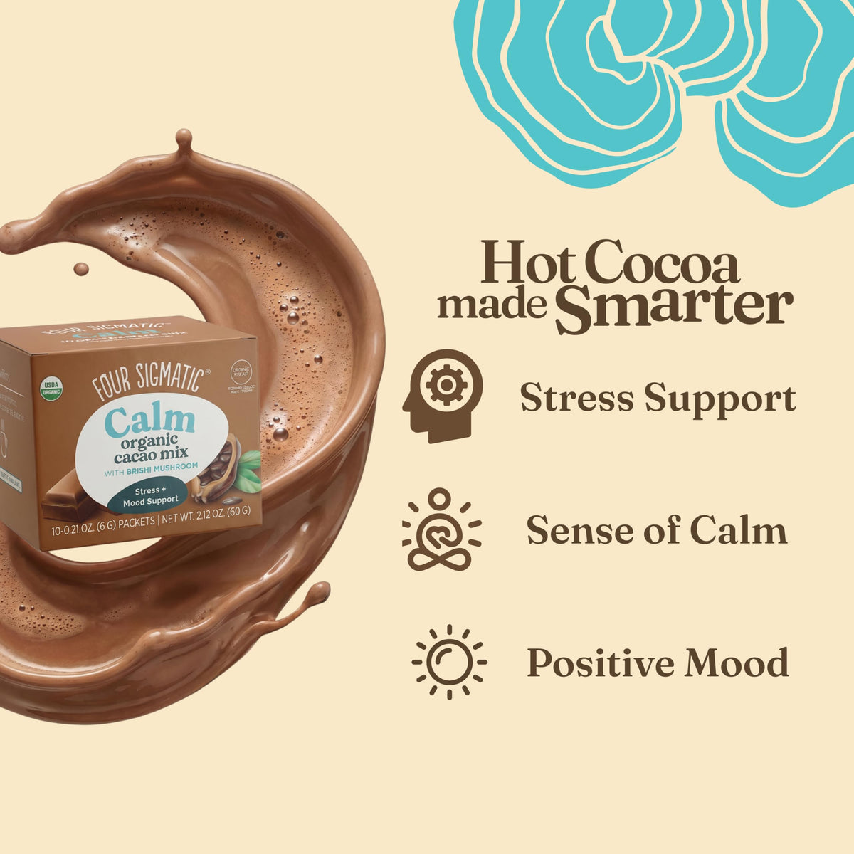 Four Sigmatic Mushroom Hot Cacao with Reishi – Organic, Vegan, 2-Pack (10 Packets Each)