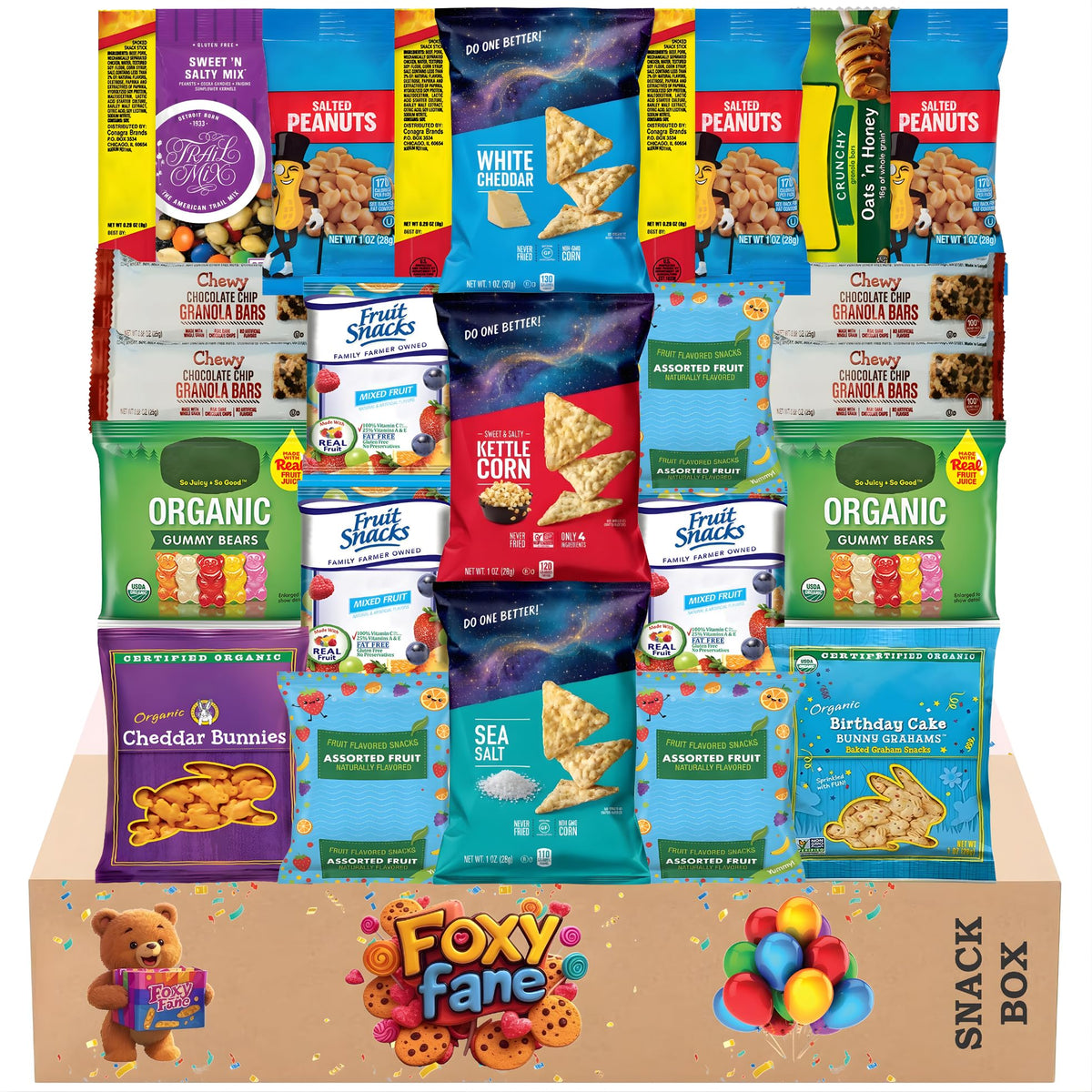 Foxy Fane 25ct Healthy Snack Box – Premium Gift Care Package & Variety Pack