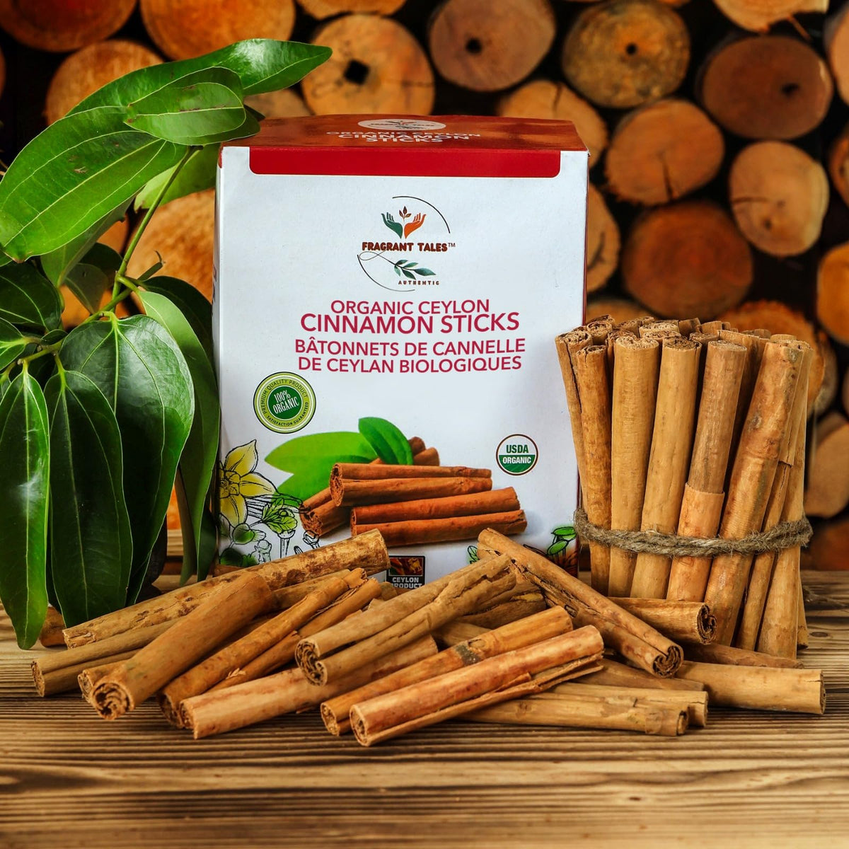 Fragrant Tales Premium Organic Ceylon Cinnamon Sticks - 1 lb | True Ceylon, USDA Certified Organic, Non-GMO, Gluten-Free