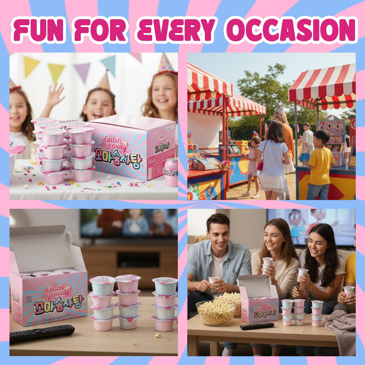 Fragrant Tree 24-Pack Fluff Pop Cotton Candy – 24 Individually Wrapped Bags (3.38 oz total) for Parties & Gifts