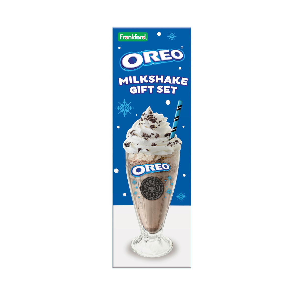 Frankford OREO Cookies & Cream Milkshake Gift Set – 2 Glass Cups, Straws, and Scoop