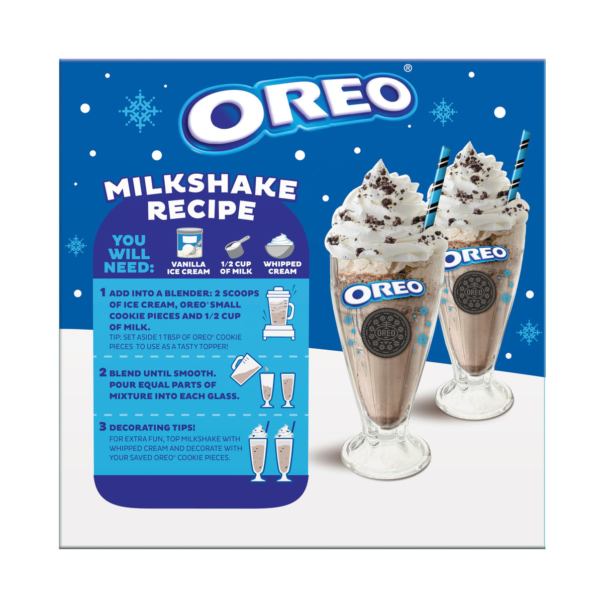 Frankford OREO Cookies & Cream Milkshake Gift Set – 2 Glass Cups, Straws, and Scoop