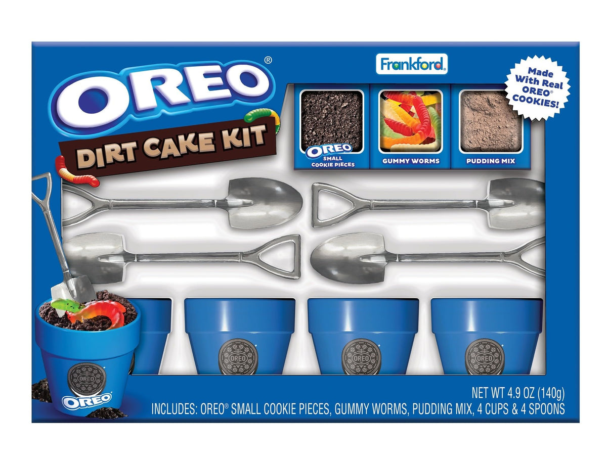 Frankford OREO DIY Dirt Cake Kit — Real Cookie Pieces, Gummy Worms & Ceramic Cups