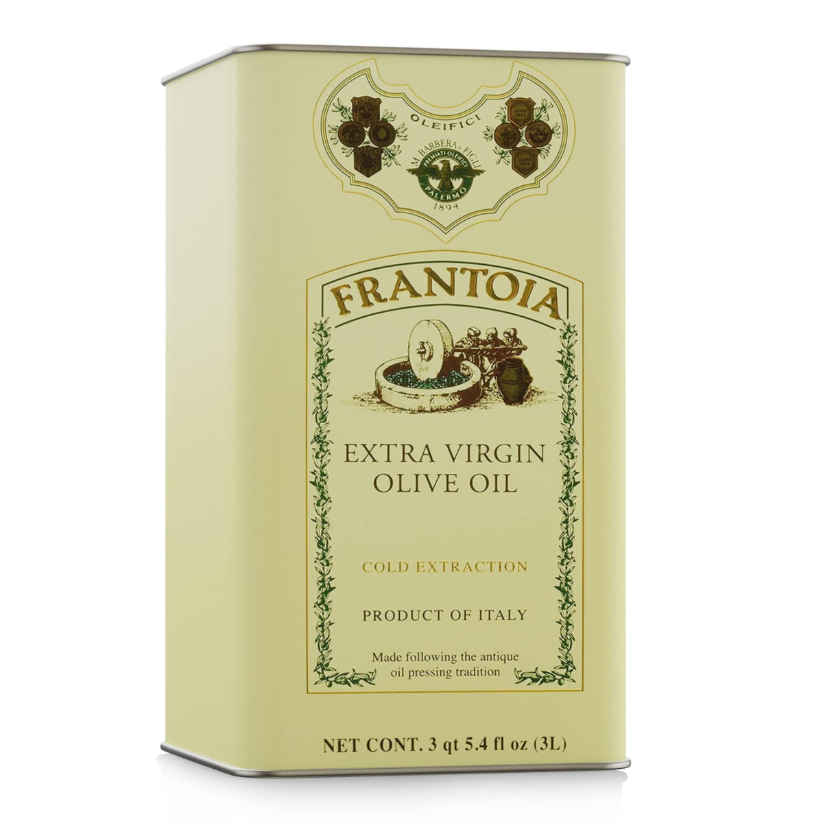 Frantoia Extra Virgin Olive Oil – Award-Winning Sicilian EVOO (3L Tin) with Biancolilla, Nocellara del Belice & Cerasuola