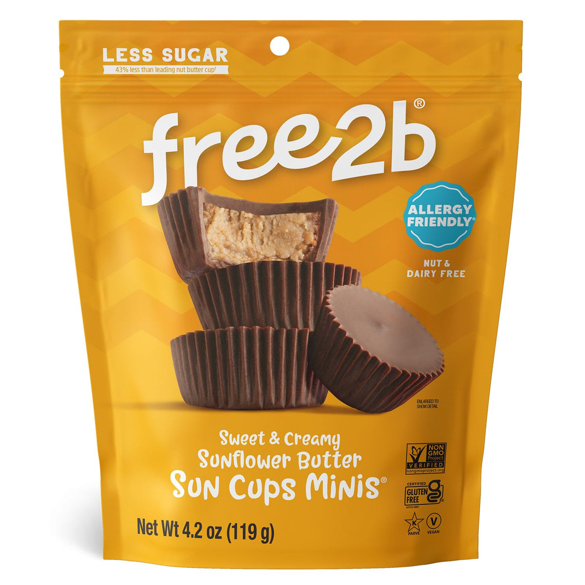 Free2b Sunflower Butter Mini Cups – Allergy-Friendly, Gluten-Free, Dairy-Free, Nut-Free, Soy-Free (4.2 oz Bag, Pack of 3)