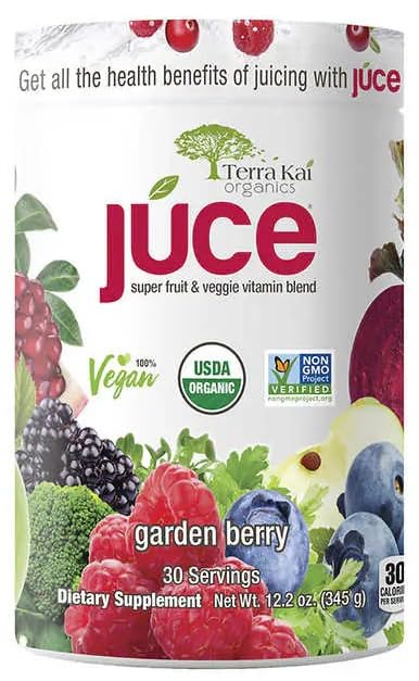 FrenchGlory Terra-Kai Organics Juce Super Fruit & Veggie Blend Drink – Garden Berry, 12.2 oz, 30 Servings
