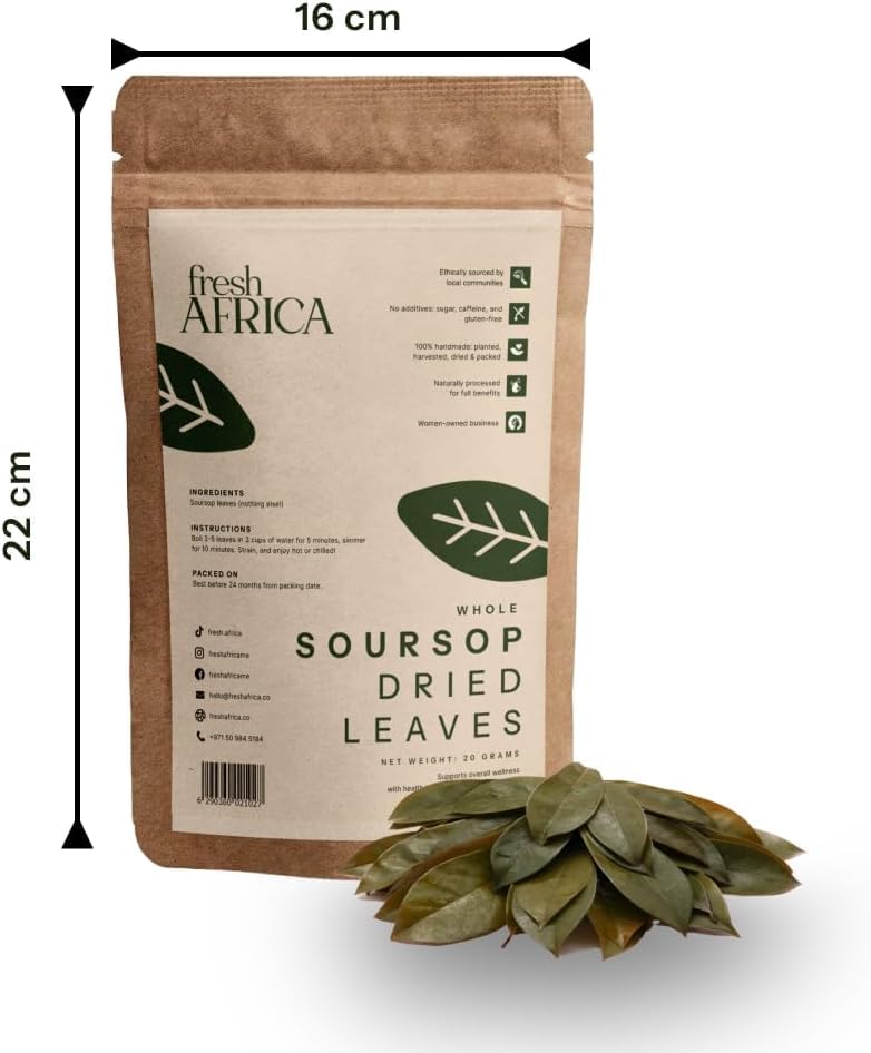 Fresh Africa Organic Soursop Leaves – 100% Natural Dried Graviola Tea (50g)