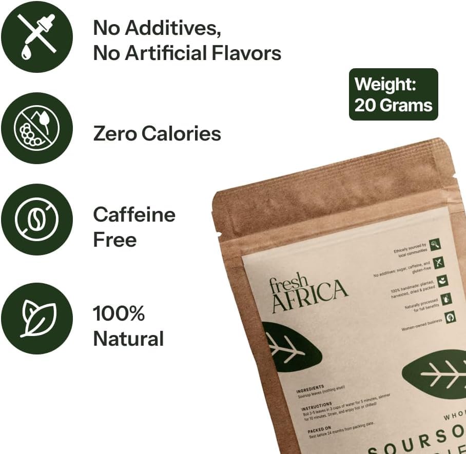 Fresh Africa Organic Soursop Leaves – 100% Natural Dried Graviola Tea (50g)