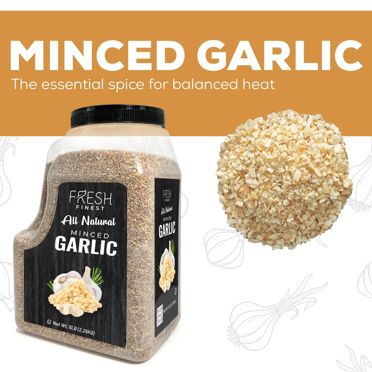 Fresh Finest Minced Garlic – Bulk 5 lb, Kosher Dehydrated Garlic Flakes