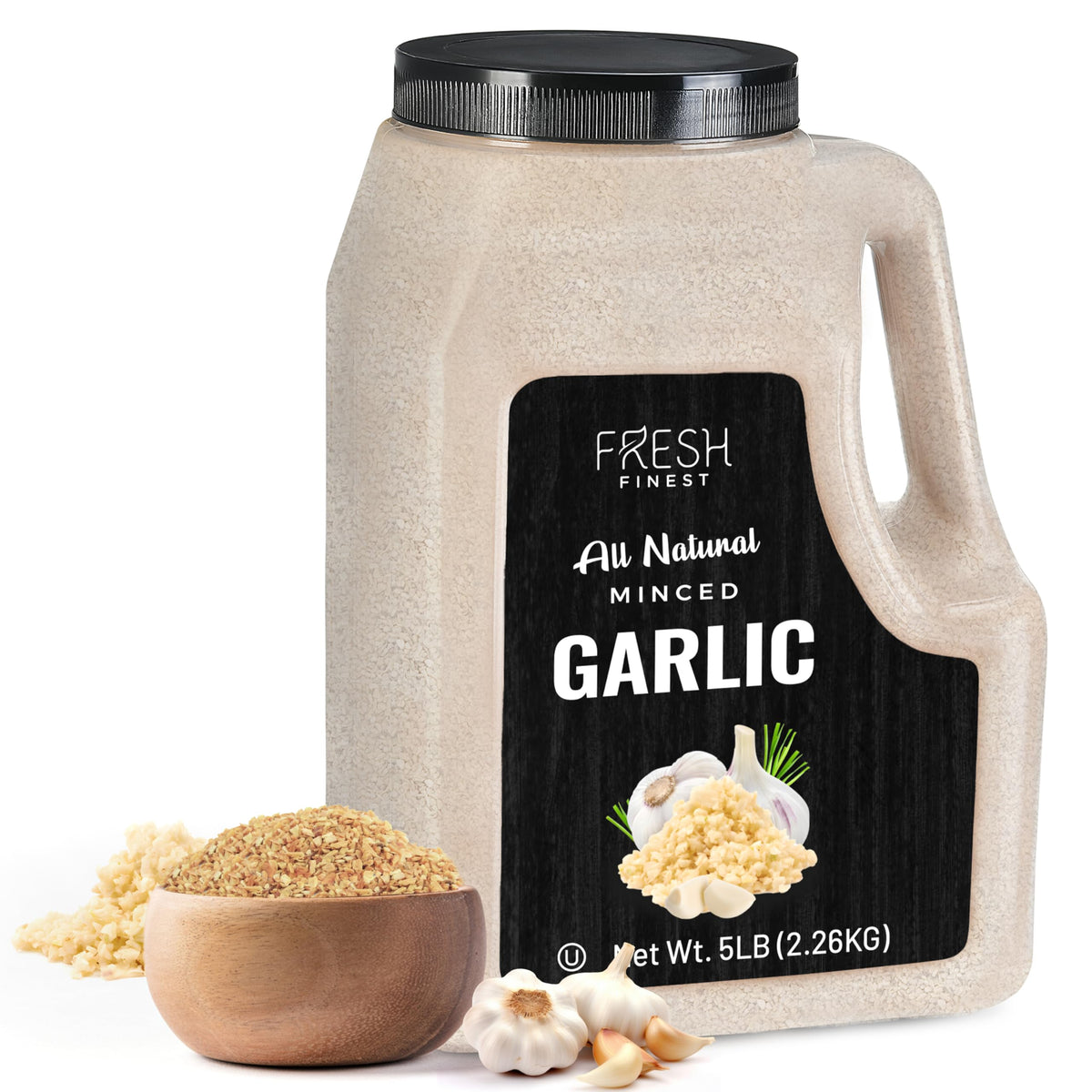 Fresh Finest Minced Garlic – Bulk 5 lb, Kosher Dehydrated Garlic Flakes