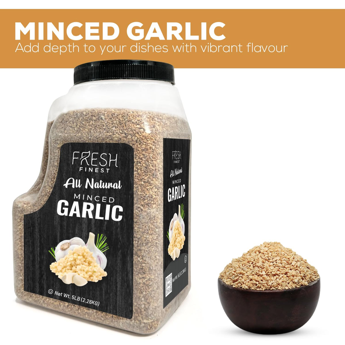 Fresh Finest Minced Garlic – Bulk 5 lb, Kosher Dehydrated Garlic Flakes
