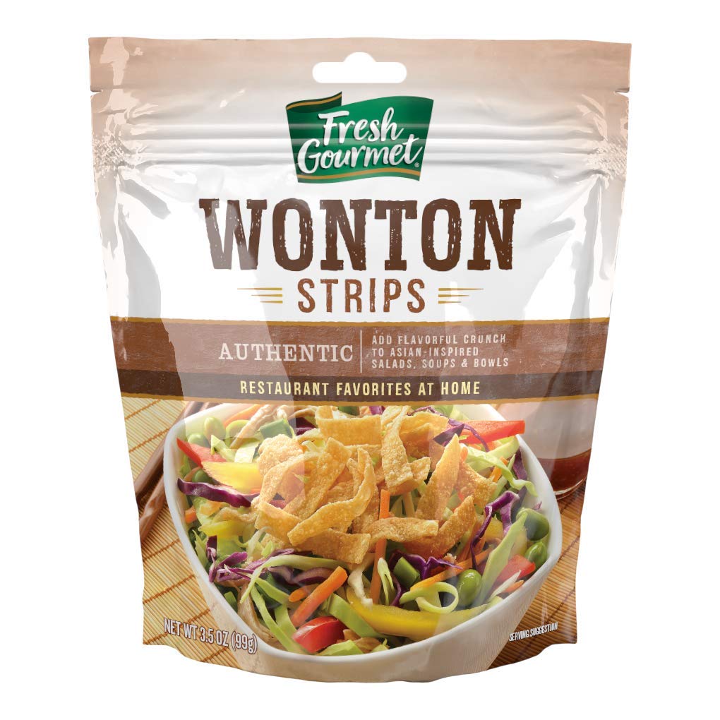 Fresh Gourmet Authentic Wonton Strips – Crunchy Salad Topper, 3.5 oz (9-Pack)