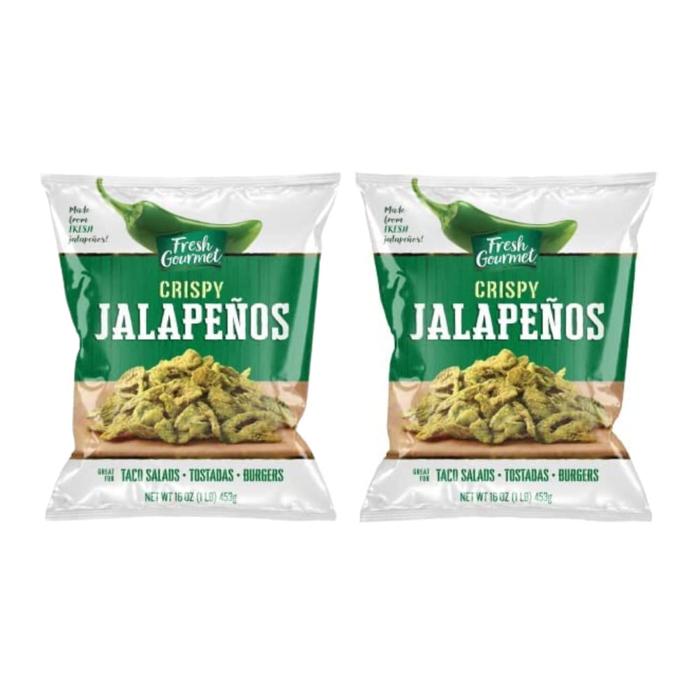 Fresh Gourmet Crispy Jalapeños - Lightly Salted, Low Carb Crunch (16 oz Pack of 2)