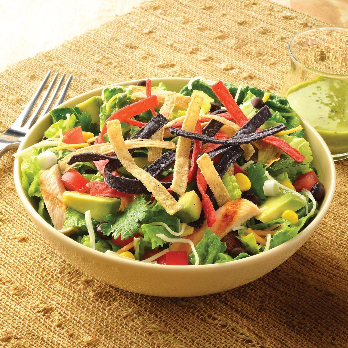 Fresh Gourmet Tri-Color Tortilla Strips – Low Carb Crunch, 3.5 oz, Pack of 9