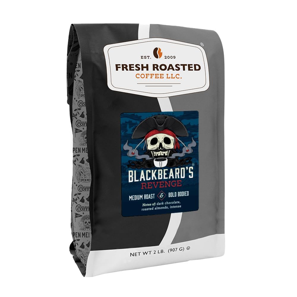 Fresh Roasted Coffee Blackbeard's Revenge Whole Bean Coffee — Medium Roast, 2 lb, Kosher